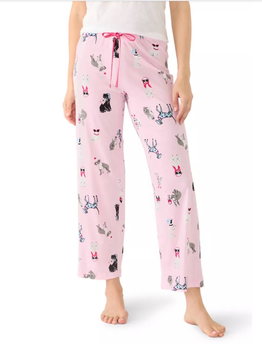 HUE Pink Dog-Print Pajama Pants